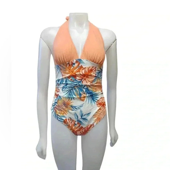 Cupshe One Piece Peach Floral  Bathing Suit Size Large - Picture 7 of 8